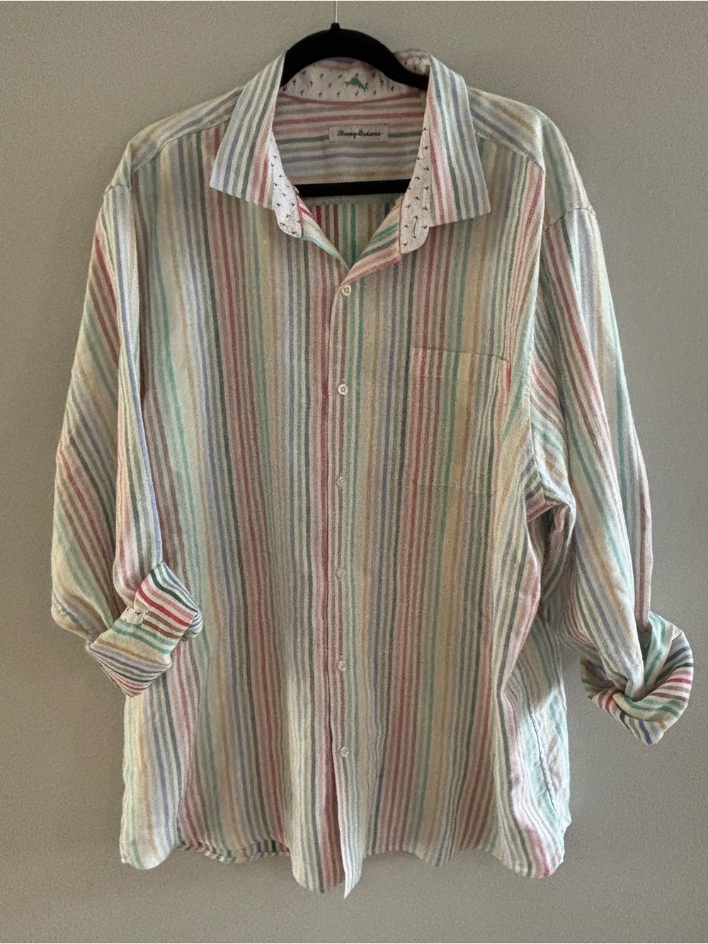 Tommy Bahama 73% Linen Blend Men's Long Sleeve Relaxed Fit Resort Wear Shirt XXL
